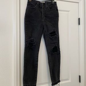 Madewell Black Ripped mom jeans